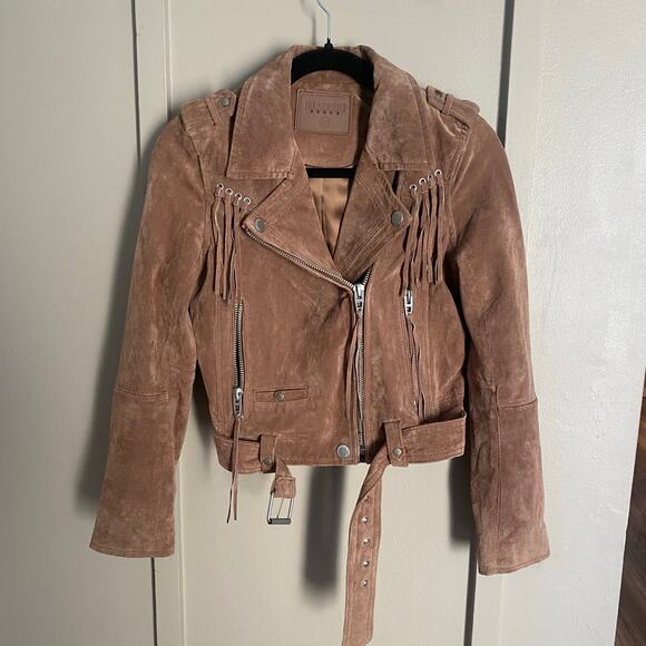 Blank NYC Suede Leather Belted Moto Jacket XS - Picture 2 of 7